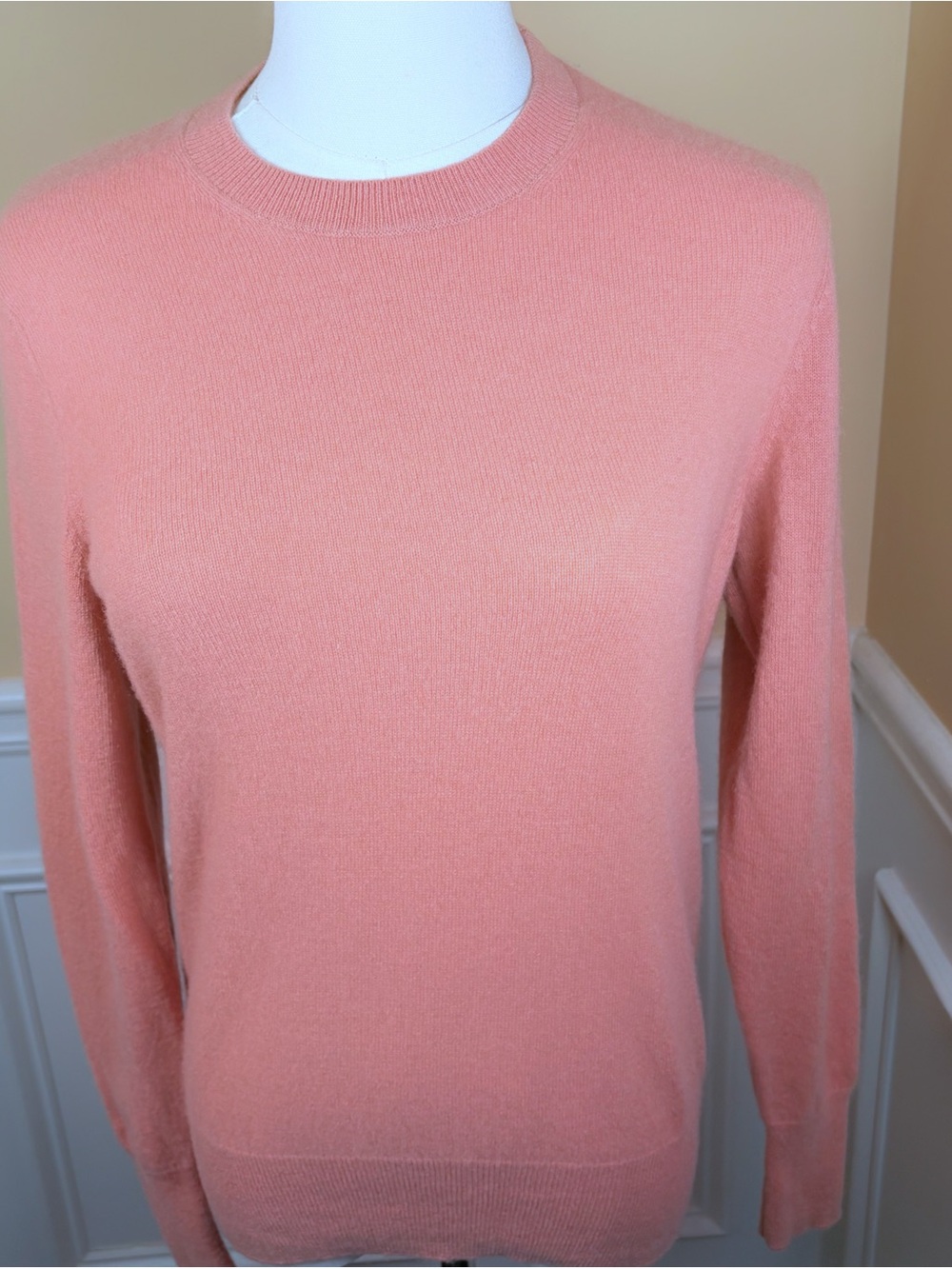 🩷 Galeries Lafayette S 100% Cashmere Warm Dusty Rose Crewneck Sweater